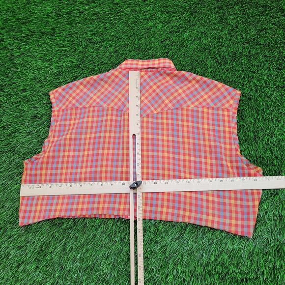 Vintage 80s Wrangler Cropped Snap Shirt Womens Large 22x15 - Picture 5 of 9